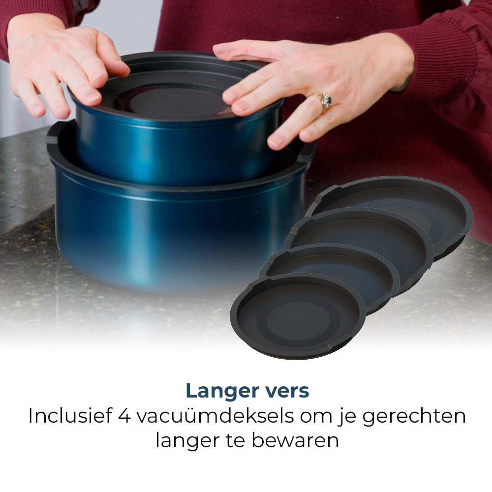 Kelton Cookware pannenset 16-delig met GRATIS mandoline snijset